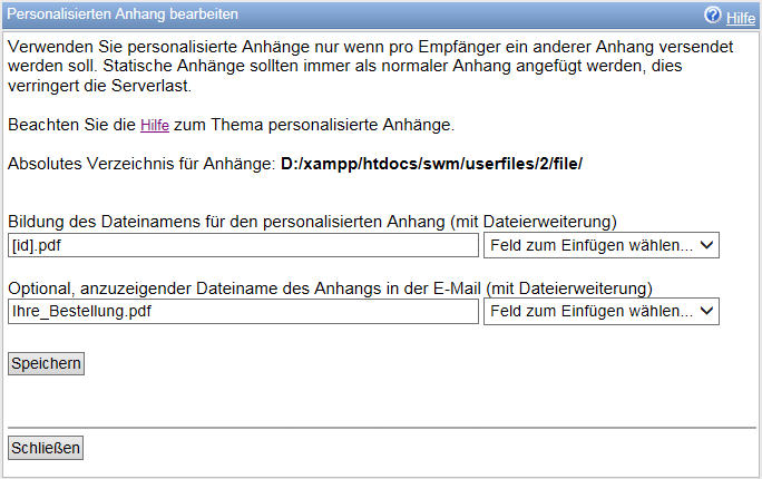 Personalisierter Anhang
