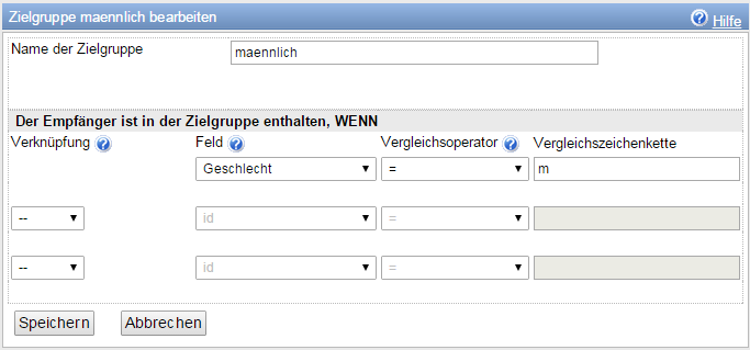 Zielgruppen, Vergleich männliche Newsletter-Empfänger